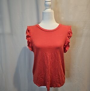 Michael Kors Red Ruffled Sleeveless Blouse‎ Size M